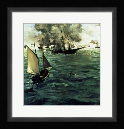 Framed Battle of Kearsage and Alabama, 1864 Print