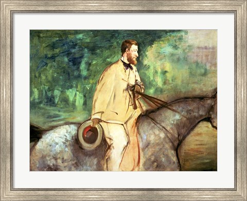 Framed Portrait of Gillaudin on a horse Print