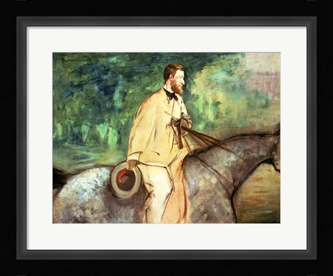Framed Portrait of Gillaudin on a horse Print