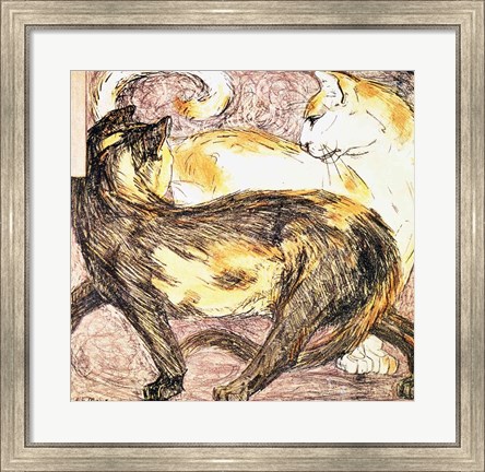 Framed Two Cats - sketch Print