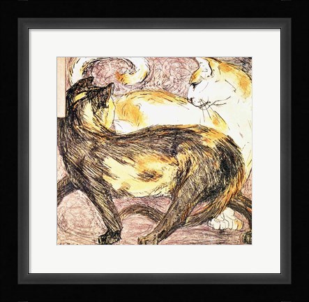 Framed Two Cats - sketch Print