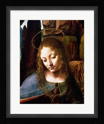 Framed Detail of the Head of the Virgin, from The Virgin of the Rocks Print
