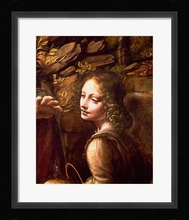 Framed Detail of the Angel, from The Virgin of the Rocks Print