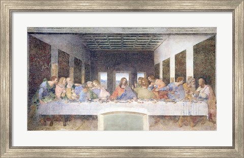 Framed Last Supper, 1495-97 (post restoration) Print