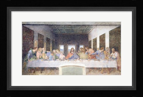Framed Last Supper, 1495-97 (post restoration) Print