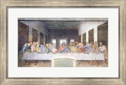 Framed Last Supper, 1495-97 (post restoration) Print
