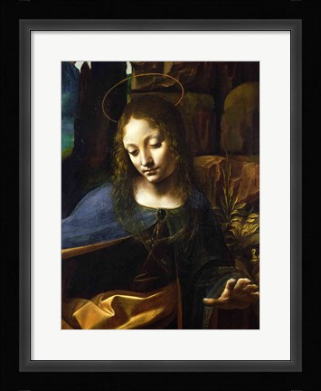 Framed Detail of the Head of the Virgin, from The Virgin of the Rocks Print