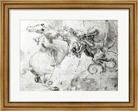Framed Battle between a Rider and a Dragon, c.1482 Print