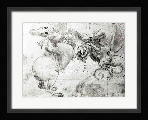Framed Battle between a Rider and a Dragon, c.1482 Print