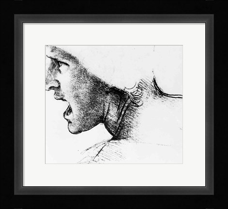 Framed Study for the head of a soldier in 'The Battle of Anghiari' Print
