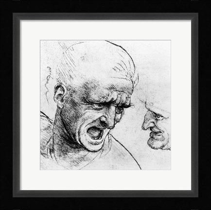 Framed Studies for the heads of two soldiers in 'The Battle of Anghiari Print
