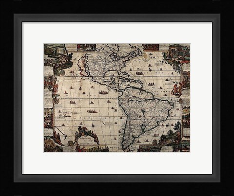 Framed North and South America Print