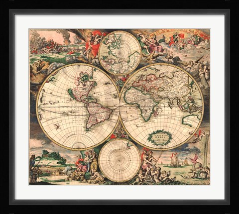 Framed World Map 1689 Print