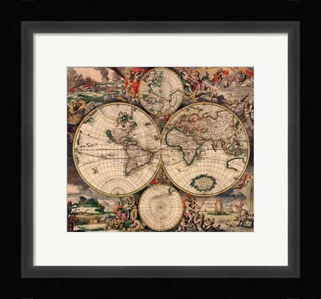 Framed World Map 1689 Print