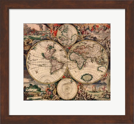 Framed World Map 1689 Print