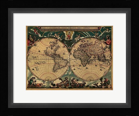 Framed World Map 1664 Print