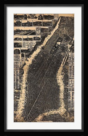 Framed City of New York 1897 Print