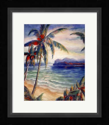 Framed Tropical Breeze I - palm trees Print