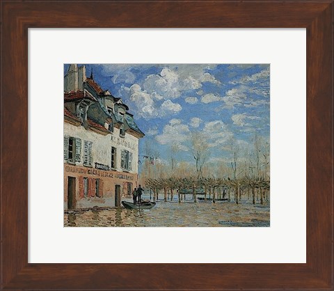 Framed Boat During the Flood at Port Marly, 1876 Print