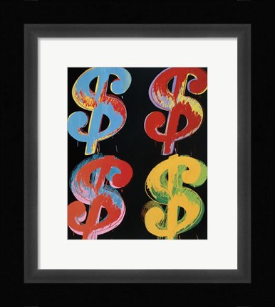 Framed $4, 1982 (blue, red, orange, yellow) Print