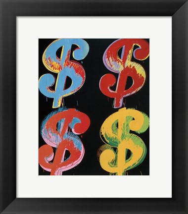 Framed $4, 1982 (blue, red, orange, yellow) Print
