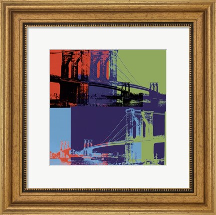 Framed Brooklyn Bridge, 1983 (orange, blue, lime) Print