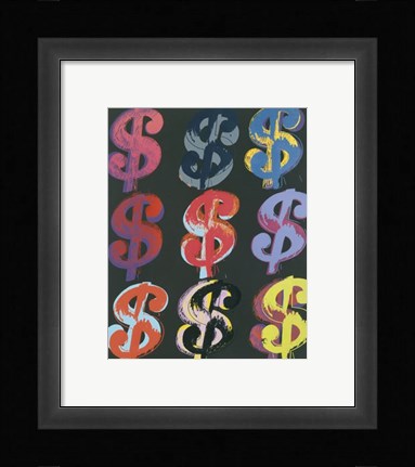 Framed $9, 1982 (on black) Print