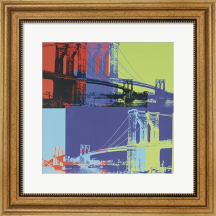Framed Brooklyn Bridge, 1983 (orange, blue, lime) Print
