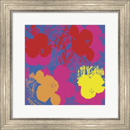 Framed Flowers, 1970 (red, yellow, orange on blue) Print