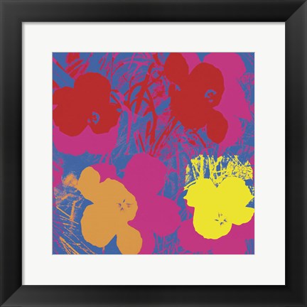 Framed Flowers, 1970 (red, yellow, orange on blue) Print