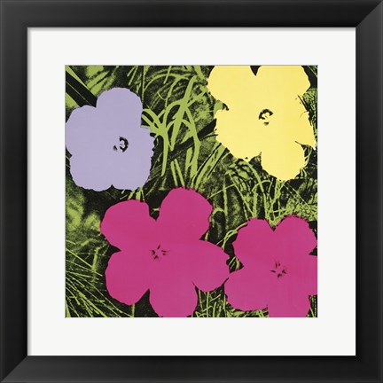 Framed Flowers, 1970 (1 purple, 1 yellow, 2 pink) Print