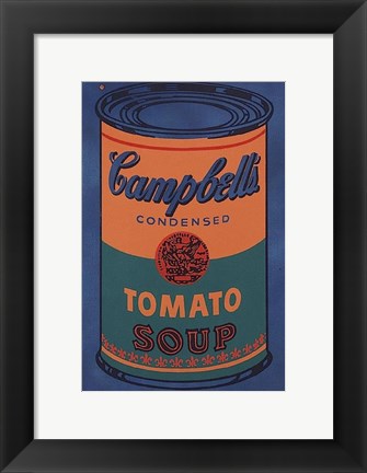 Framed Colored Campbell&#39;s Soup Can, 1965 (blue &amp; orange) Print