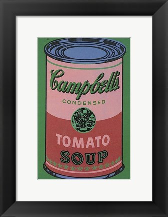 Framed Colored Campbell&#39;s Soup Can, 1965 (red &amp; green) Print