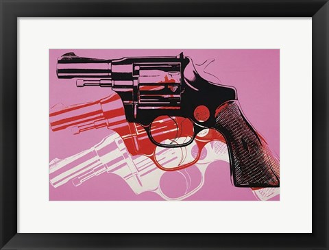 Framed Gun, c. 1981-82  (black, white, red on pink) Print