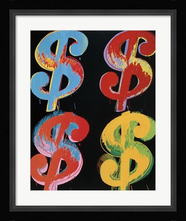 Framed $4, 1982 (blue, red, orange, yellow) Print
