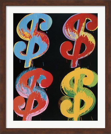 Framed $4, 1982 (blue, red, orange, yellow) Print