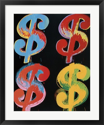 Framed $4, 1982 (blue, red, orange, yellow) Print