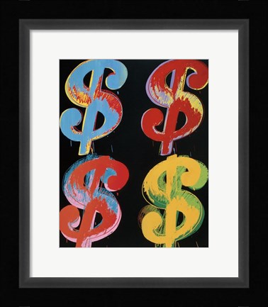 Framed $4, 1982 (blue, red, orange, yellow) Print