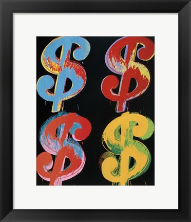 Framed $4, 1982 (blue, red, orange, yellow) Print
