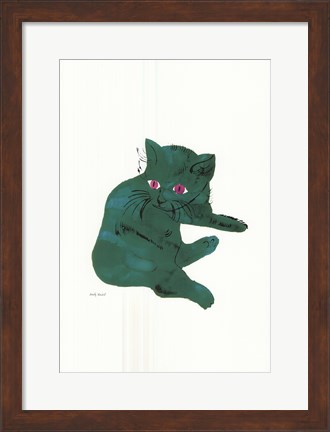 Framed Cat From 25 Cats Named Sam and One Blue Pussy , c. 1956  (Green Cat) Print