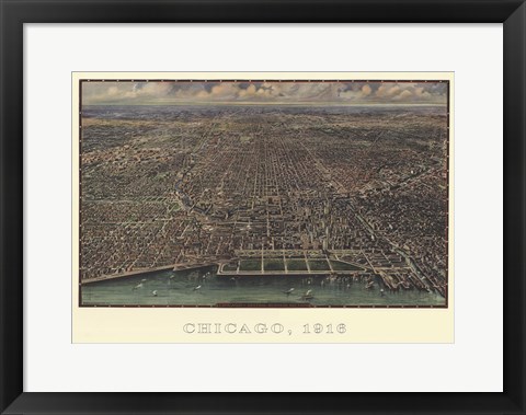 Framed Chicago 1916 Print