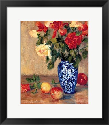 Framed Roses in a Mexican Vase Print