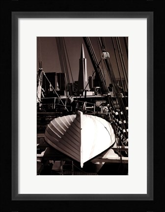 Framed Lifeboat and San Francisco Skyline Print