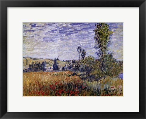 Framed Landscape at Vetheuil Print