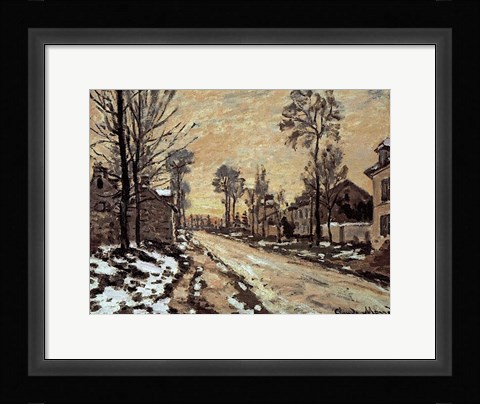 Framed Road at Louveciennes, Melting Snow, Sunset Print