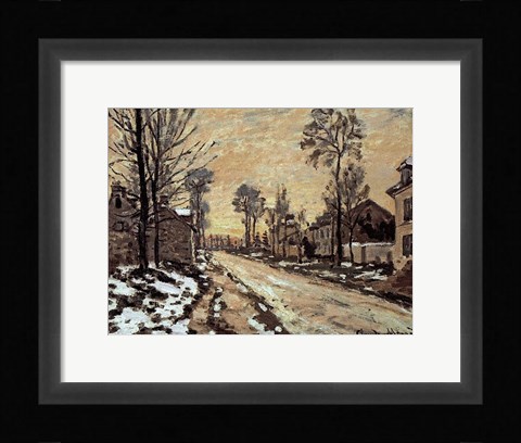 Framed Road at Louveciennes, Melting Snow, Sunset Print