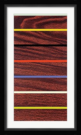 Framed Woodgrain &amp; Stripe Print