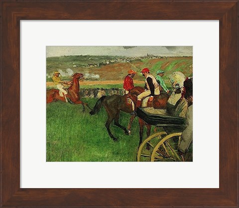 Framed Race Course: Amateur Jockeys near a Carriage, 1876-1887 Print