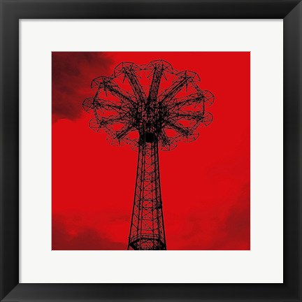 Framed Red Parachute Jump Print