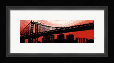 Framed Manhattan Bridge Aura Print